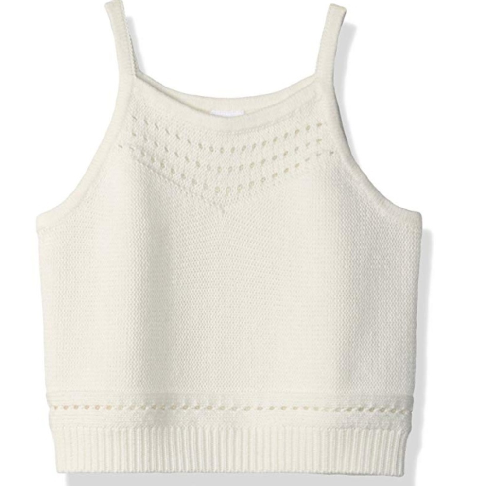 NWT CRAZY 8 NWT Ivory White Cream Eyelet Knit Sweater Tank Girls' Top Size Large